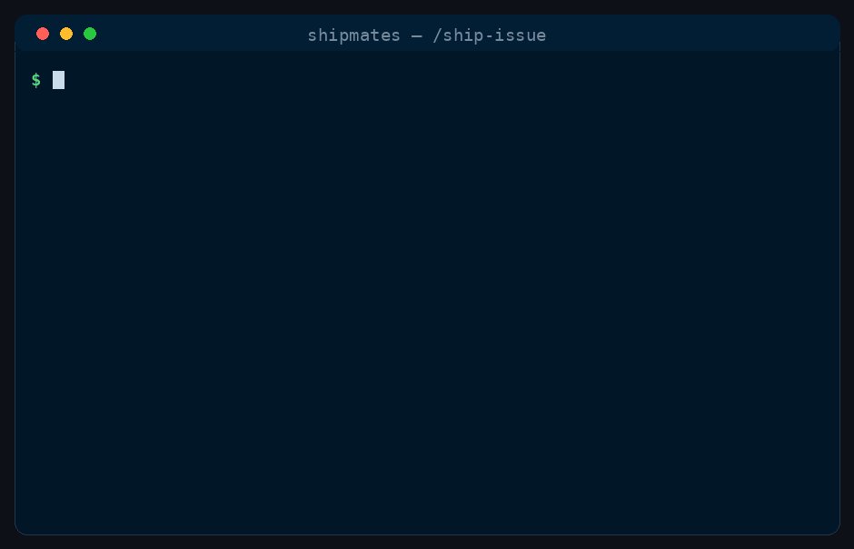 A /ship-issue run: Plan, Isolate, Build, Self-check, CI gate, Review, Remediate, Deliver — one GitHub issue driven to a reviewed, CI-green pull request.